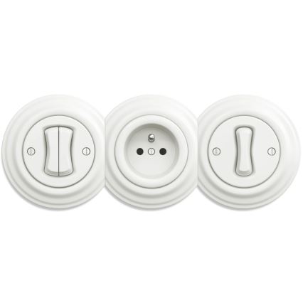 Reblig - Retro środkowa ramka ceramiczna, biała