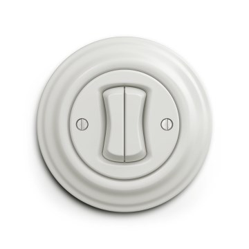 Reblig - Retro wyłącznik szeregowy z ramką nr 5, biały ceramiczny