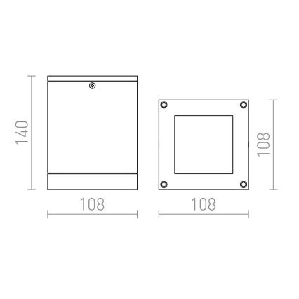 RED - Design Rendl-R10385 - Plafon zewnętrzny QUADRA 1xE27/75W/230V IP54