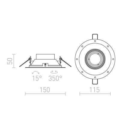 RED - Design Rendl - R12046 - Oświetlenie wpuszczane IPSO 1xGU10/50W/230V