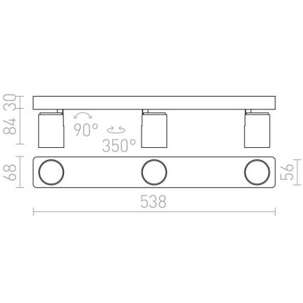 RED - Design Rendl - R12078 - Oświetlenie punktowe DUGME 3xGU10/35W/230V