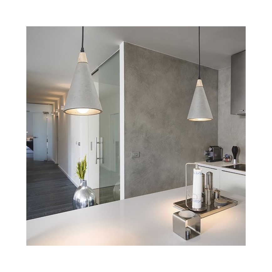 RED - Design Rendl - R12380 - Żyrandol na lince HEIDI 1xE27/28W/230V beton/drewno