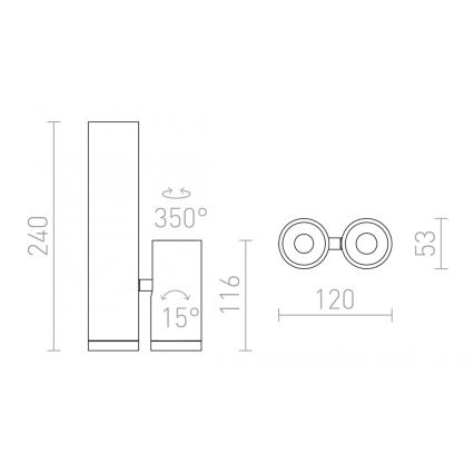 RED - Design Rendl - R12499 - LED Oświetlenie punktowe BOGARD 2xLED/5W/230V