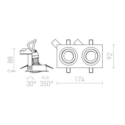 RED - Design Rendl - R12713- Oprawa wpuszczana punktowa PASADENA 2xGU10/50W/230V