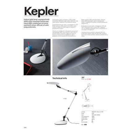 Redo 01-1036 - Lampka biurkowa LED KEPLER LED/6,5W/230V biała