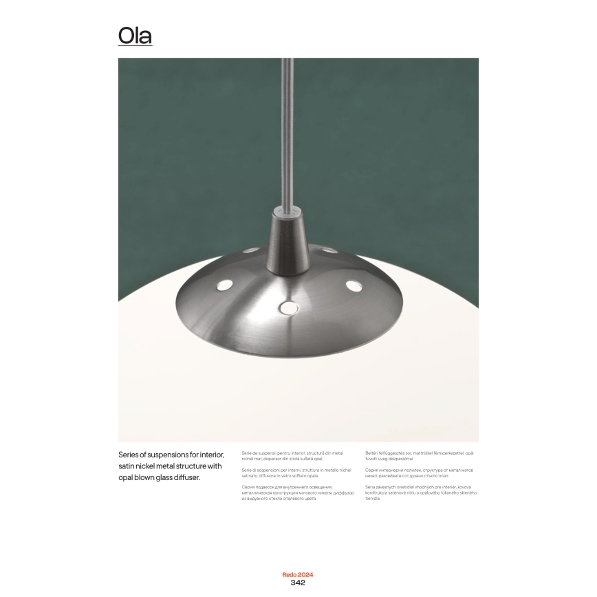 Redo 01-1064 - Żyrandol na lince OLA 1xE27/42W/230V śr. 20 cm
