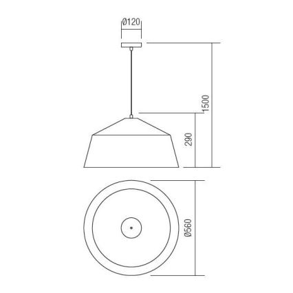 Redo 01-1102 - Żyrandol na lince AYLA 1xE27/42W/230V śr. 56 cm złoty