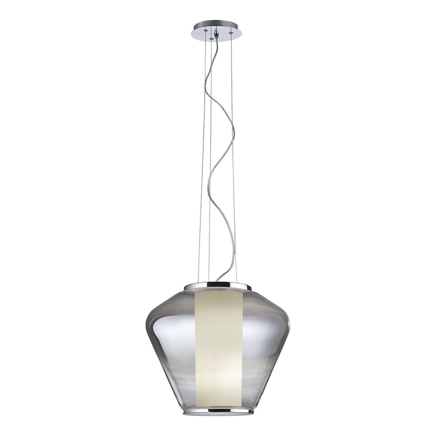 Redo 01-1139 - Lampa wisząca na lince FUSION 1xE27/42W/230V śr. 30 cm chrom błyszczący/przydymione szkło