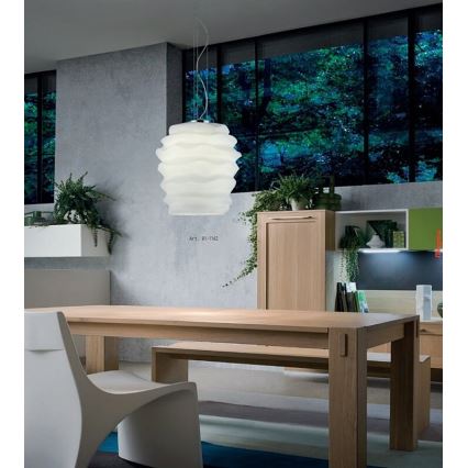 Redo 01-1141 - Lampa wisząca na lince MAGMA 1xE27/42W/230V, średnica 30 cm, chrom połysk/biały