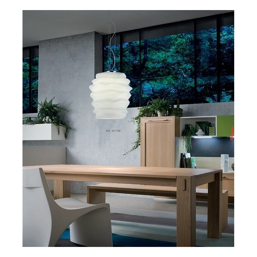 Redo 01-1142 - Lampa wisząca MAGMA na przewodzie 1xE27/42W/230V śr. 38 cm chrom połysk/biały