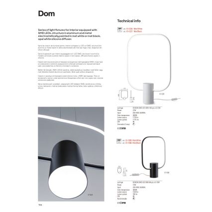 Redo 01-1226 - LED ściemnialna lampa stołowa DOM LED/21W/230V biała
