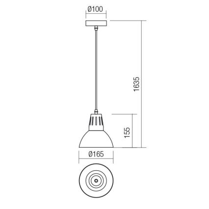 Redo 01-1279 - Lampa wisząca na lince PEEP 1xE27/42W/230V, średnica 16,5 cm, czarna