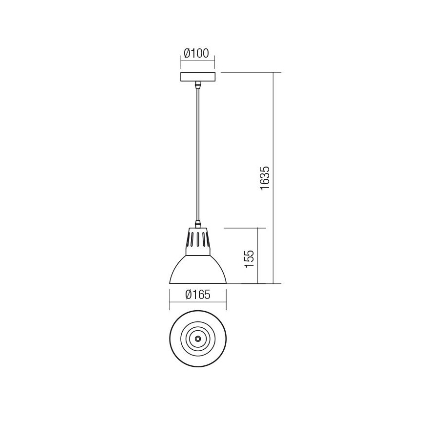 Redo 01-1279 - Lampa wisząca na lince PEEP 1xE27/42W/230V, średnica 16,5 cm, czarna