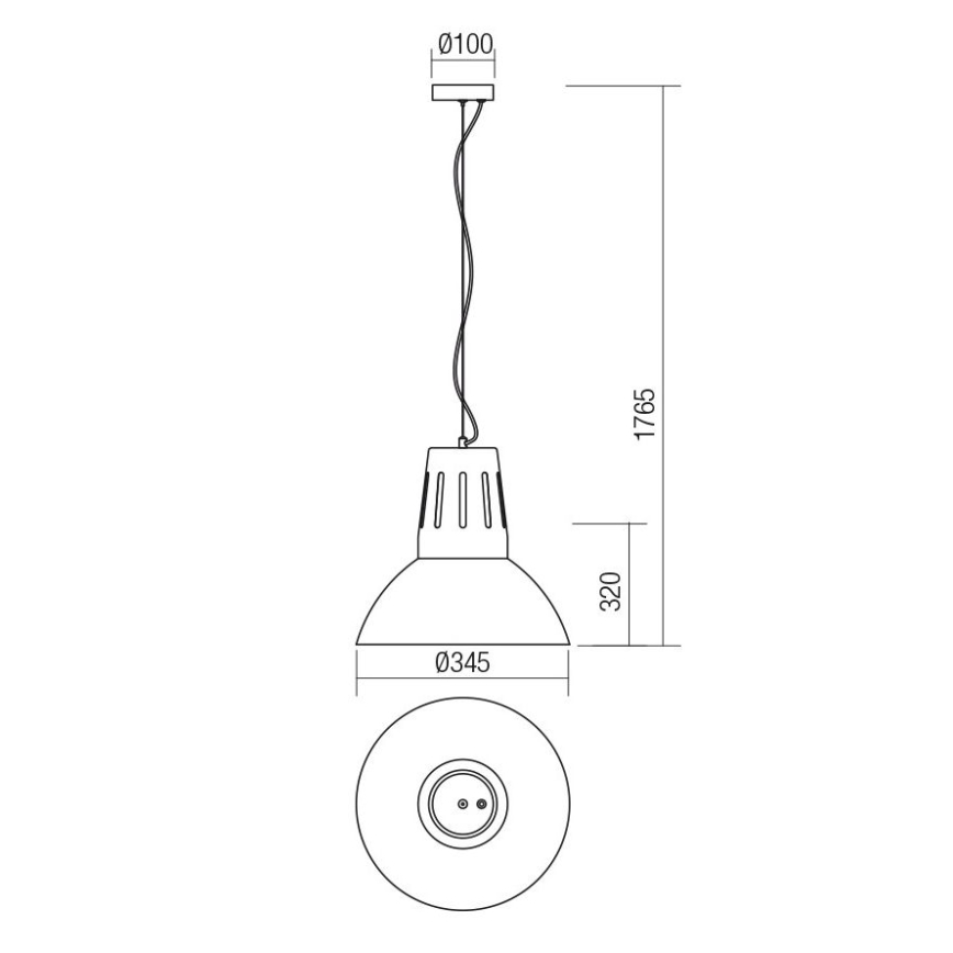 Redo 01-1281 - Lampa wisząca na linku PEEP 1xE27/42W/230V średnica 34,5 cm czarna