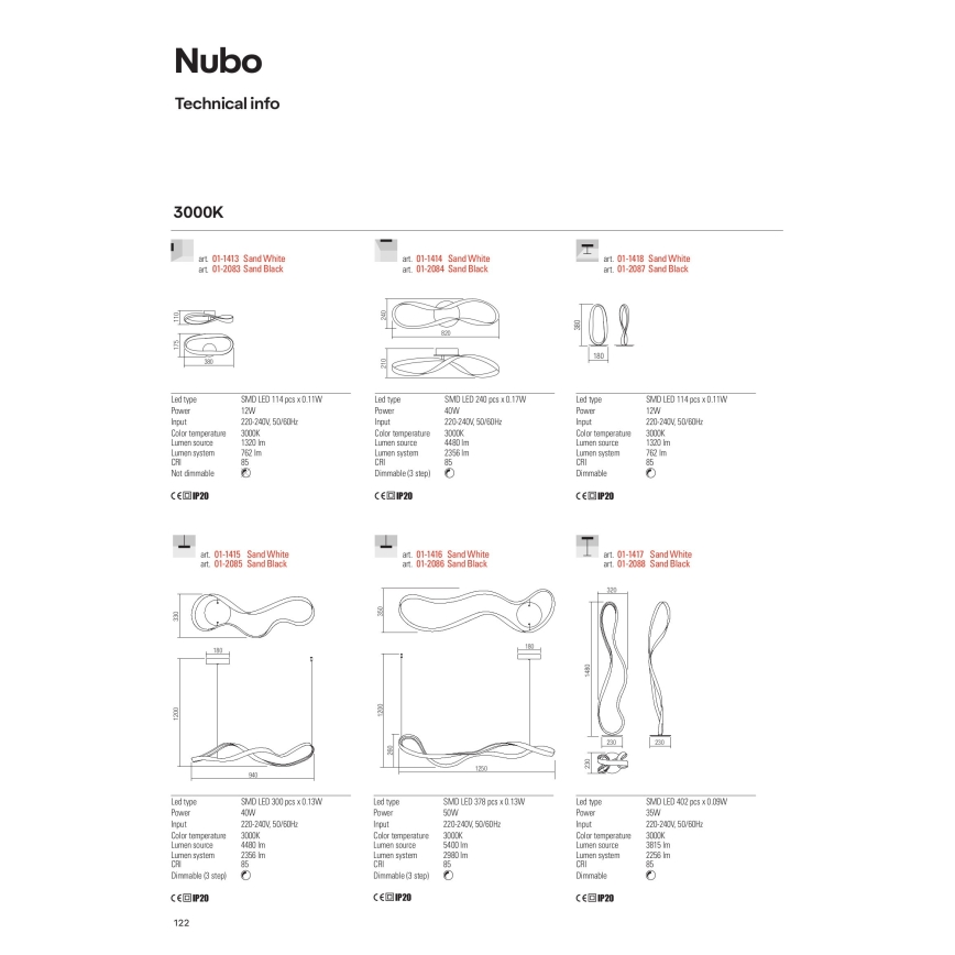 Redo 01-1417 - LED ściemnialna lampa stojąca NUBO LED/35W/230V biała