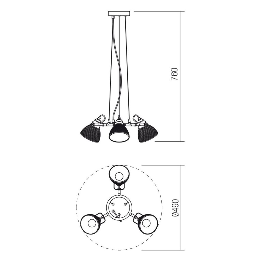 Redo 01-1450 - Lampa wisząca na linkach RIDGE 3xE27/60W/230V