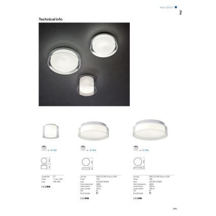 Redo 01-1453 - LED Plafon łazienkowy NAJI LED/12W/230V IP44