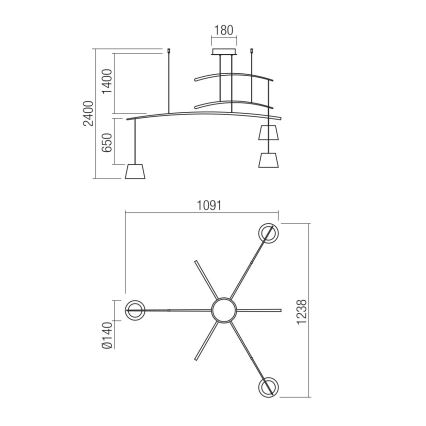 Redo 01-1524 - LED Żyrandol na lince LOLLI 3xLED/6W/230V biały