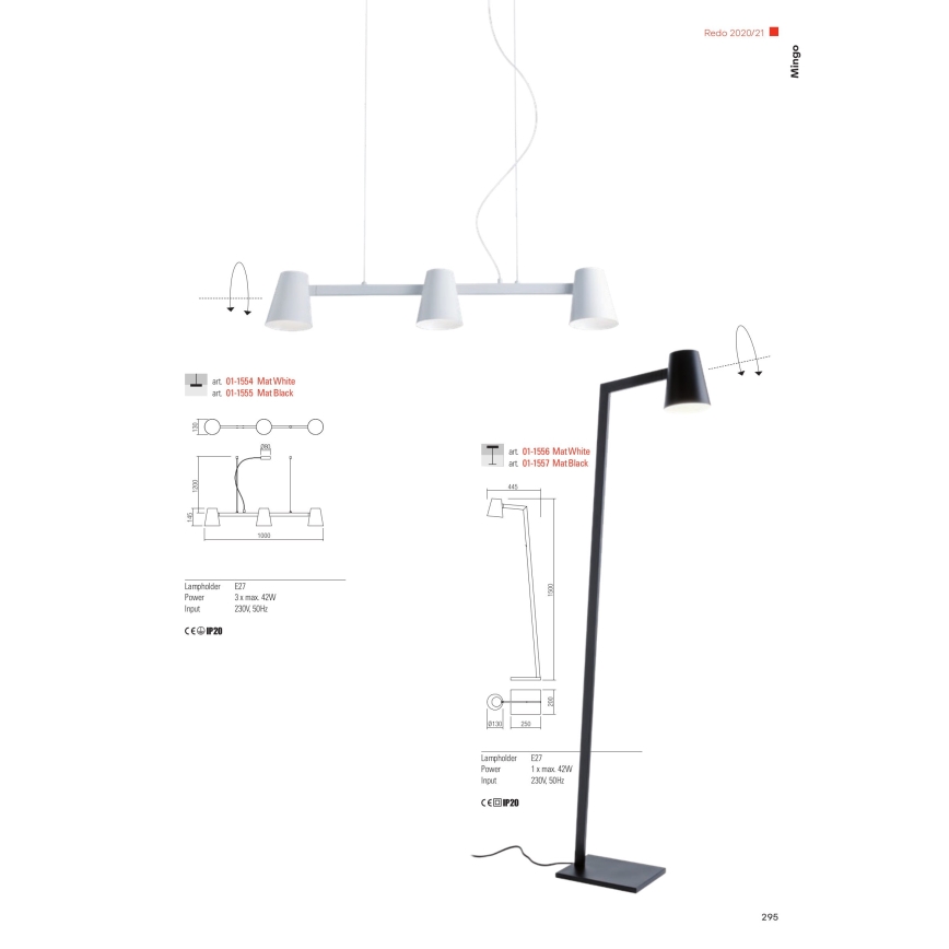 Redo 01-1556 - Lampa stojąca MINGO 1xE27/42W/230V biała