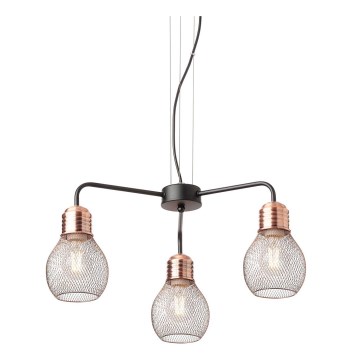 Redo 01-1579 - Żyrandol na lince EDISON 3xE27/42W/230V średnica 53 cm czarny/miedziany