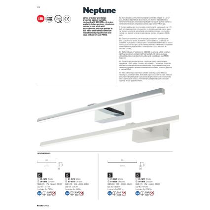 Redo 01-1674 - Oświetlenie lustra łazienkowego NEPTUNE LED/12W/230V 60 cm IP44 chrom błyszczący