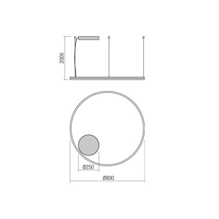 Redo 01-1712 - LED Żyrandol na lince ORBIT LED/55W/230V