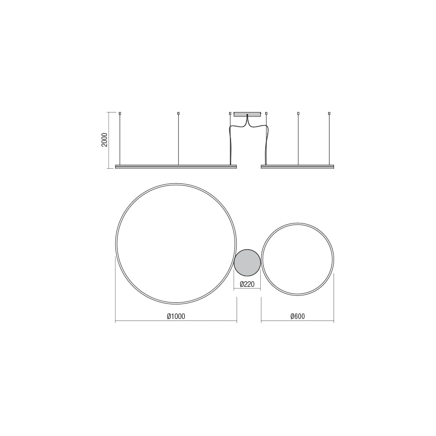 Redo 01-1721 - LED Żyrandol na lince ORBIT LED/42W + LED/66W/230V