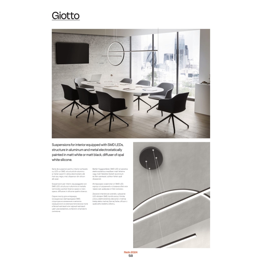 Redo 01-1734 - LED Żyrandol ściemnialny na lince GIOTTO LED/46W/230V biały