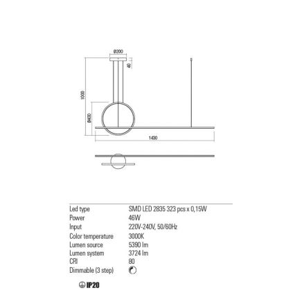 Redo 01-1734 - LED Żyrandol ściemnialny na lince GIOTTO LED/46W/230V biały