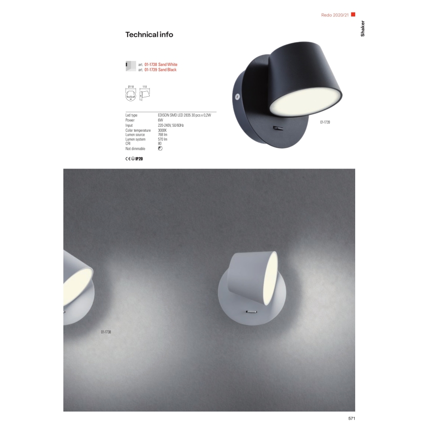 Redo 01-1739 - LED Kinkiet SHAKER LED/6W/230V