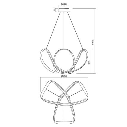 Redo 01-1784 - LED Żyrandol ściemnialny na lince NUCLEO LED/55W/230V biały