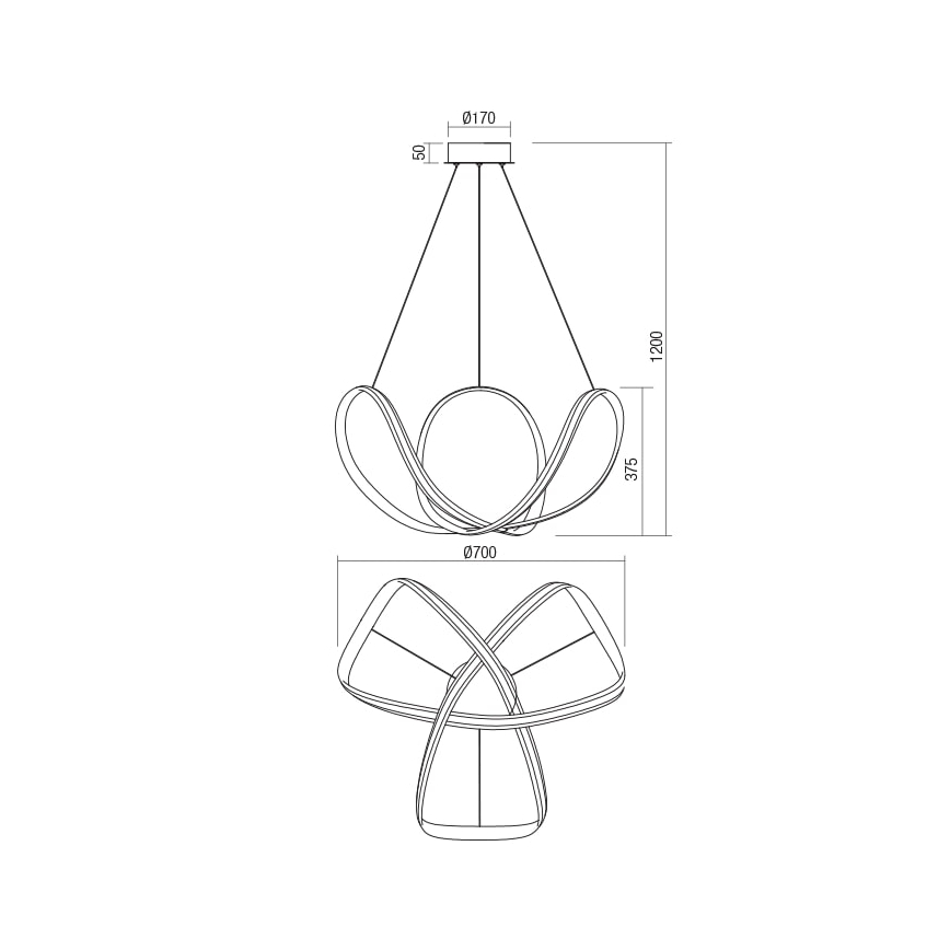 Redo 01-1784 - LED Żyrandol ściemnialny na lince NUCLEO LED/55W/230V biały