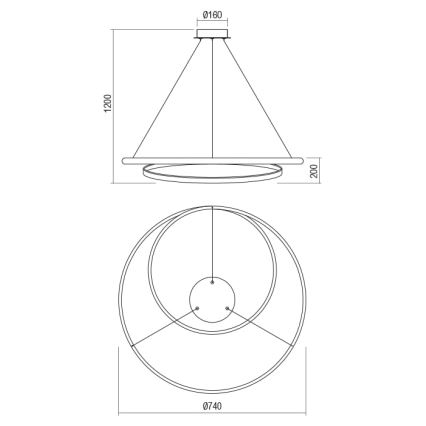 Redo 01-1795 - LED Żyrandol ściemnialny na lince TORSION LED/40W/230V śr. 74 cm biały