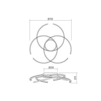 Redo 01-1801 - LED Plafon ściemnialny ALIEN LED/60W/230V 3000K śr. 70 cm biały