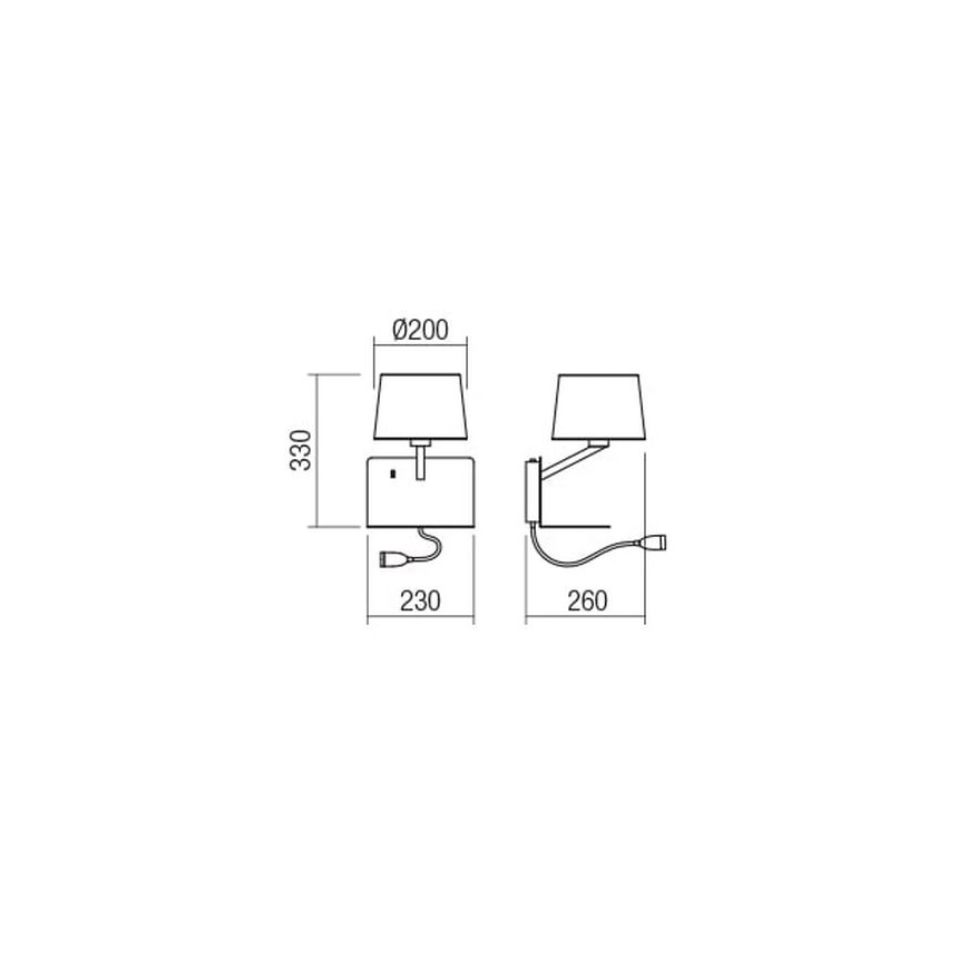 Redo 01-1807 - LED Kinkiet z elastyczną lampką TOMO 1xE27/42W/230V + LED/3W/230V biały