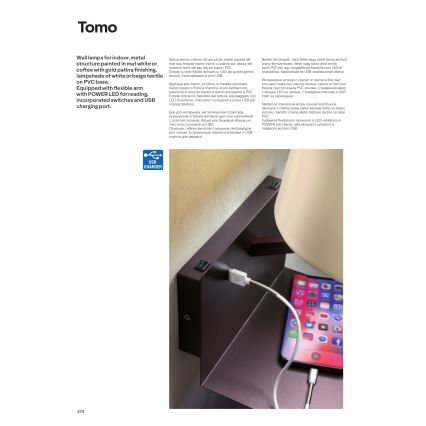 Redo 01-1807 - LED kinkiet z giętką lampką TOMO 1xE27/42W/230V + LED/3W/230V biały