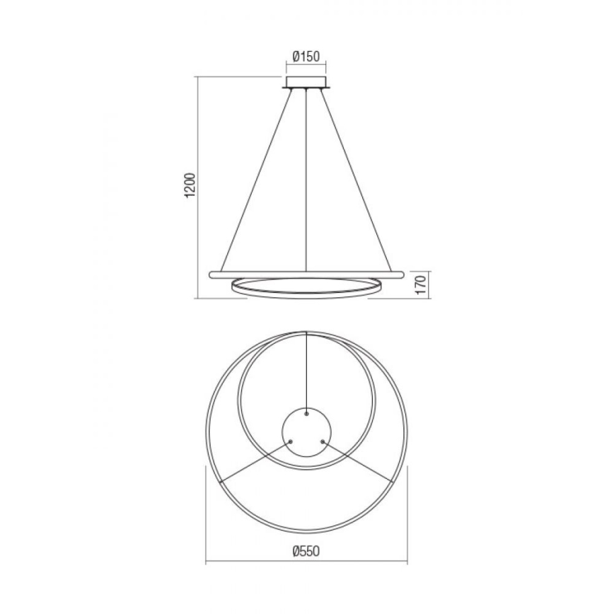 Redo 01-1889 - LED Ściemnialny żyrandol na lince TORSION LED/29W/230V 4000K śr. 55 cm brązowy