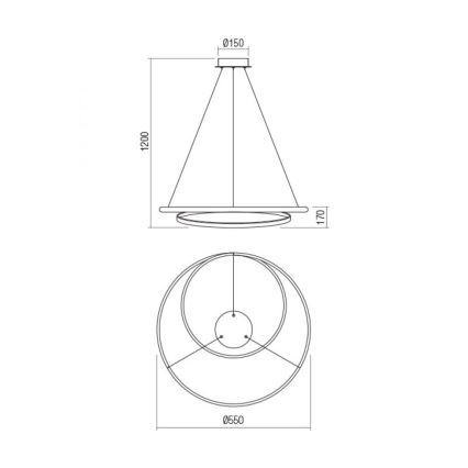 Redo 01-1889 - ściemnialny żyrandol LED na lince TORSION LED/29W/230V, średnica 55 cm, brązowy