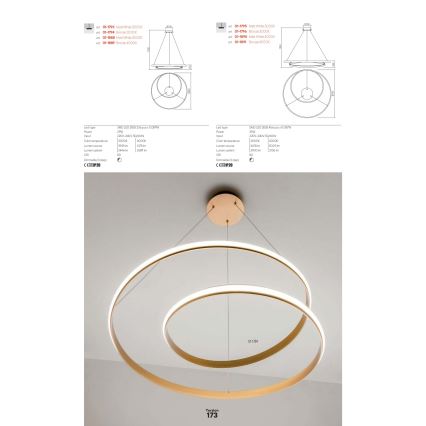 Redo 01-1891 - Ściemnialny żyrandol na lince TORSION LED/35W/230V 4000K Ø 75 cm brązowy