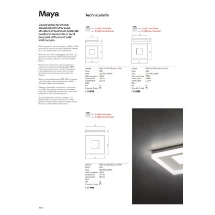 Redo 01-1998 - LED ściemnialna oprawa sufitowa MAYA LED/42W/230V 42,5x42,5 cm złota