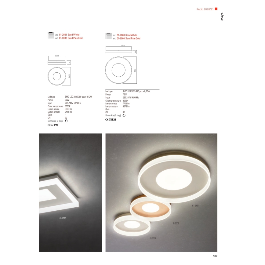 Redo 01-2004 - ściemnialna lampa sufitowa LED MAYA LED/75W/230V śr. 60 cm złota