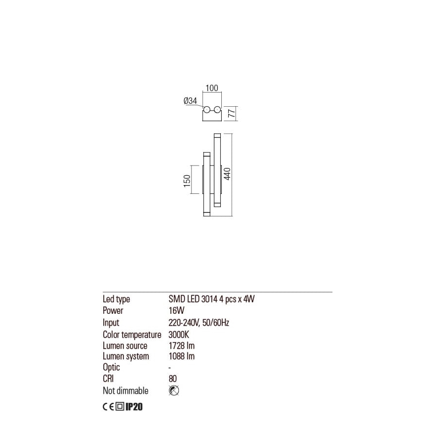 Redo 01-2035 - LED Kinkiet MADISON 4xLED/4W/230V czarne
