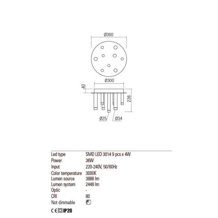 Redo 01-2040 - LED Plafon MADISON 9xLED/4W/230V miedź