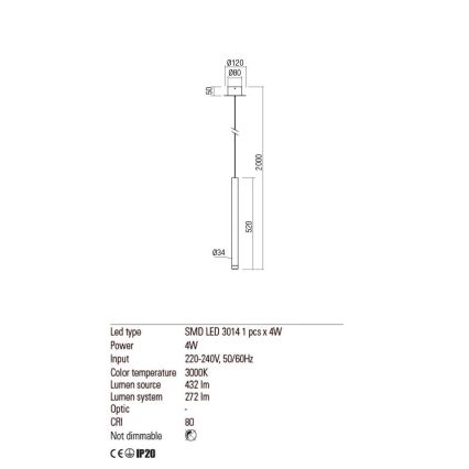 Redo 01-2043 - LED Żyrandol na lince MADISON LED/4W/230V złoty