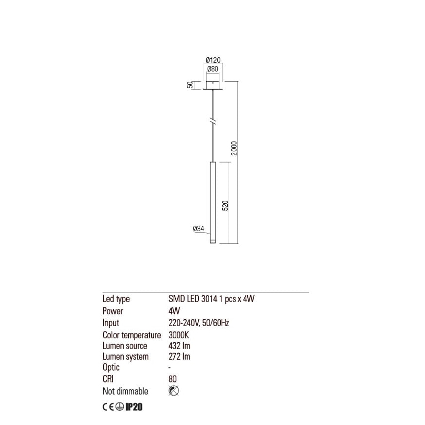 Redo 01-2043 - LED Żyrandol na lince MADISON LED/4W/230V złoty