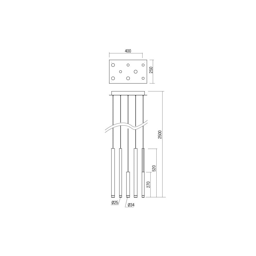 Redo 01-2049 - LED Żyrandol na lince MADISON 8xLED/4W/230V chrom błyszczący/czarne/miedź