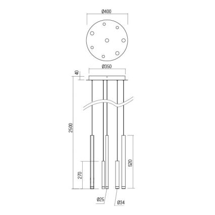 Redo 01-2050 - LED Żyrandol na lince MADISON 8xLED/4W/230V złoty