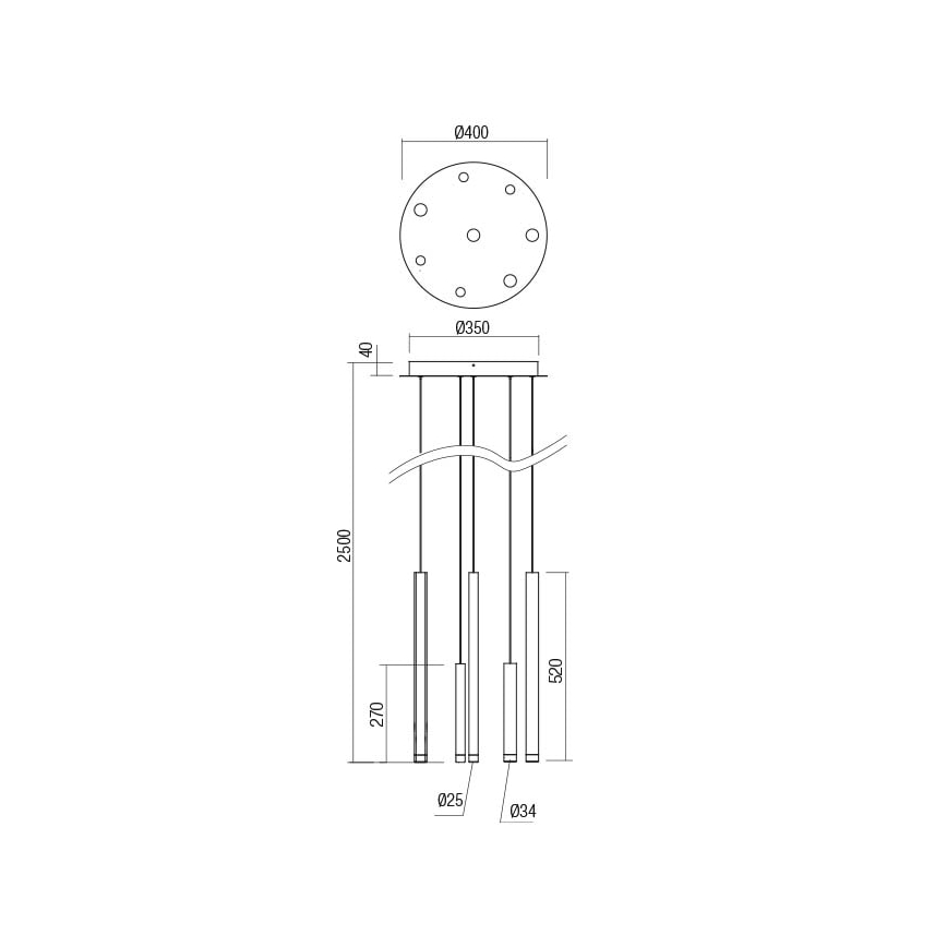 Redo 01-2053 - LED Żyrandol na lince MADISON 8xLED/4W/230V chrom błyszczący/czarne/miedź