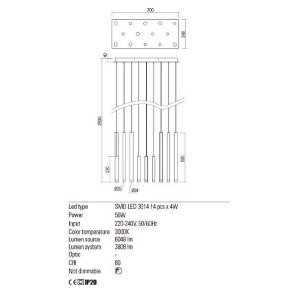 Redo 01-2054 - LED Żyrandol na lince MADISON 14xLED/4W/230V złoty