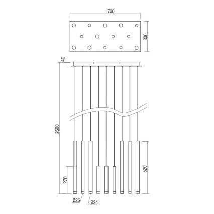 Redo 01-2055 - LED Żyrandol na lince MADISON 14xLED/4W/230V miedź